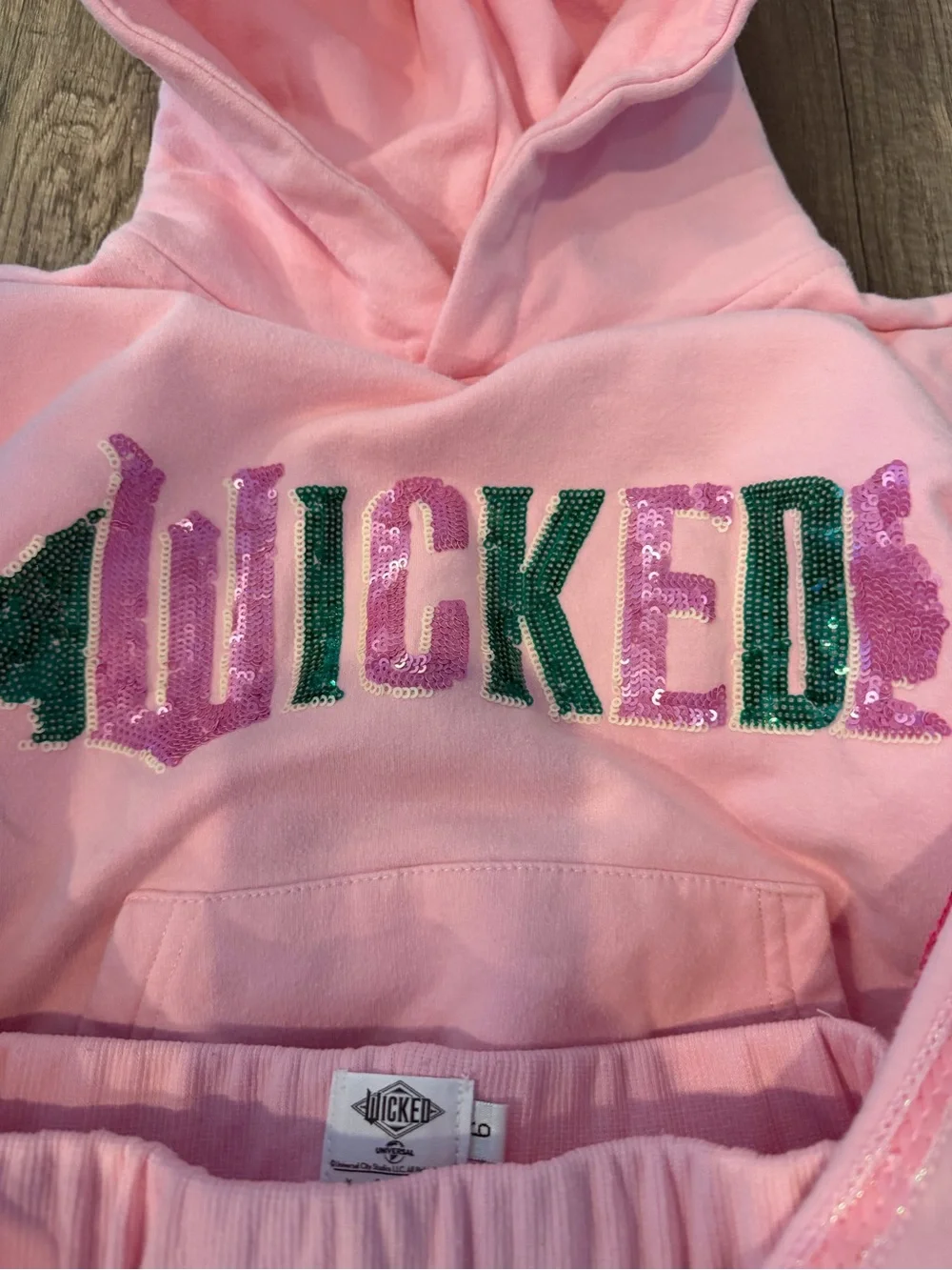 Lola + the boys Pink 'Wicked' Sequin Hoodie & Jogger Set size kids 6
